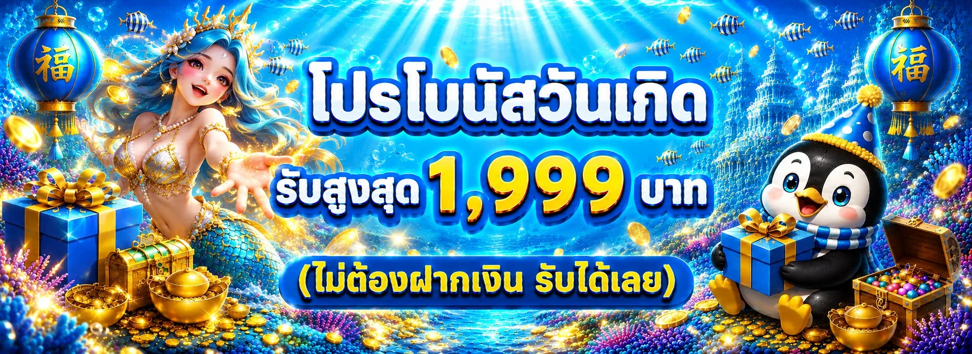 โปรโมชั่นวันเกิด EVO56 ภาพฮีโร่สีน้ำเงินทอง